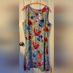 Ann Taylor NWT sz 14 fit and flare dress jungle floral on gray
